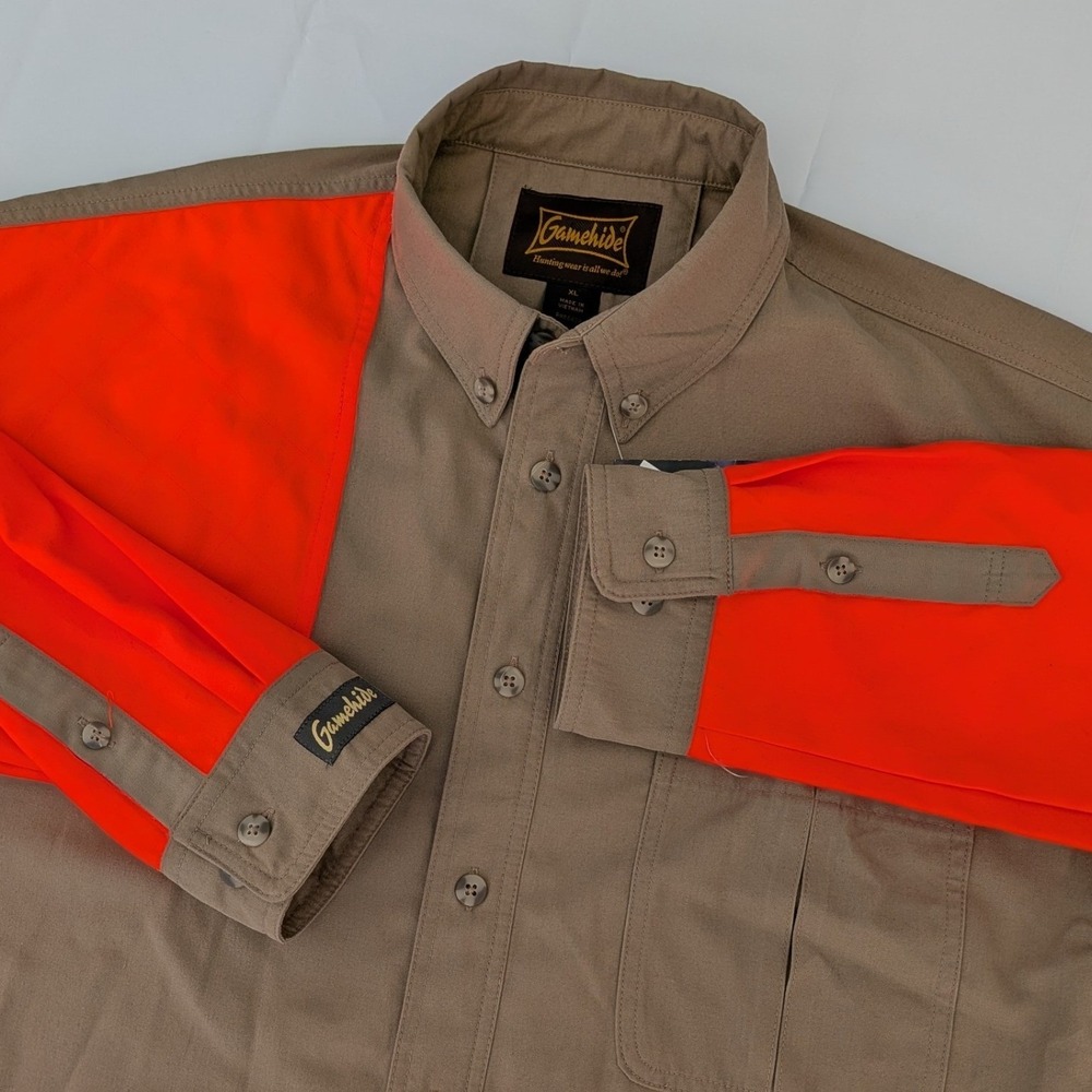 Gamehide SST Sharp Shooter Hunting Shirt‎ Mens XL Tan Blaze Orange Button Down
